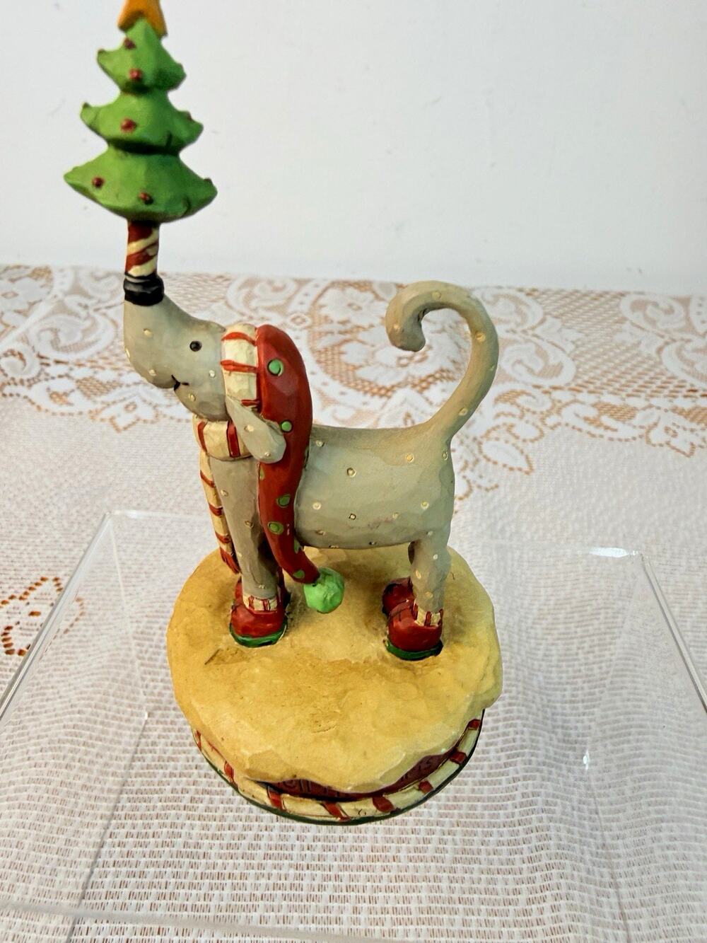 Blossom Bucket Pat Olson Christmas Dog Resin Figurine Hand Painted Signed